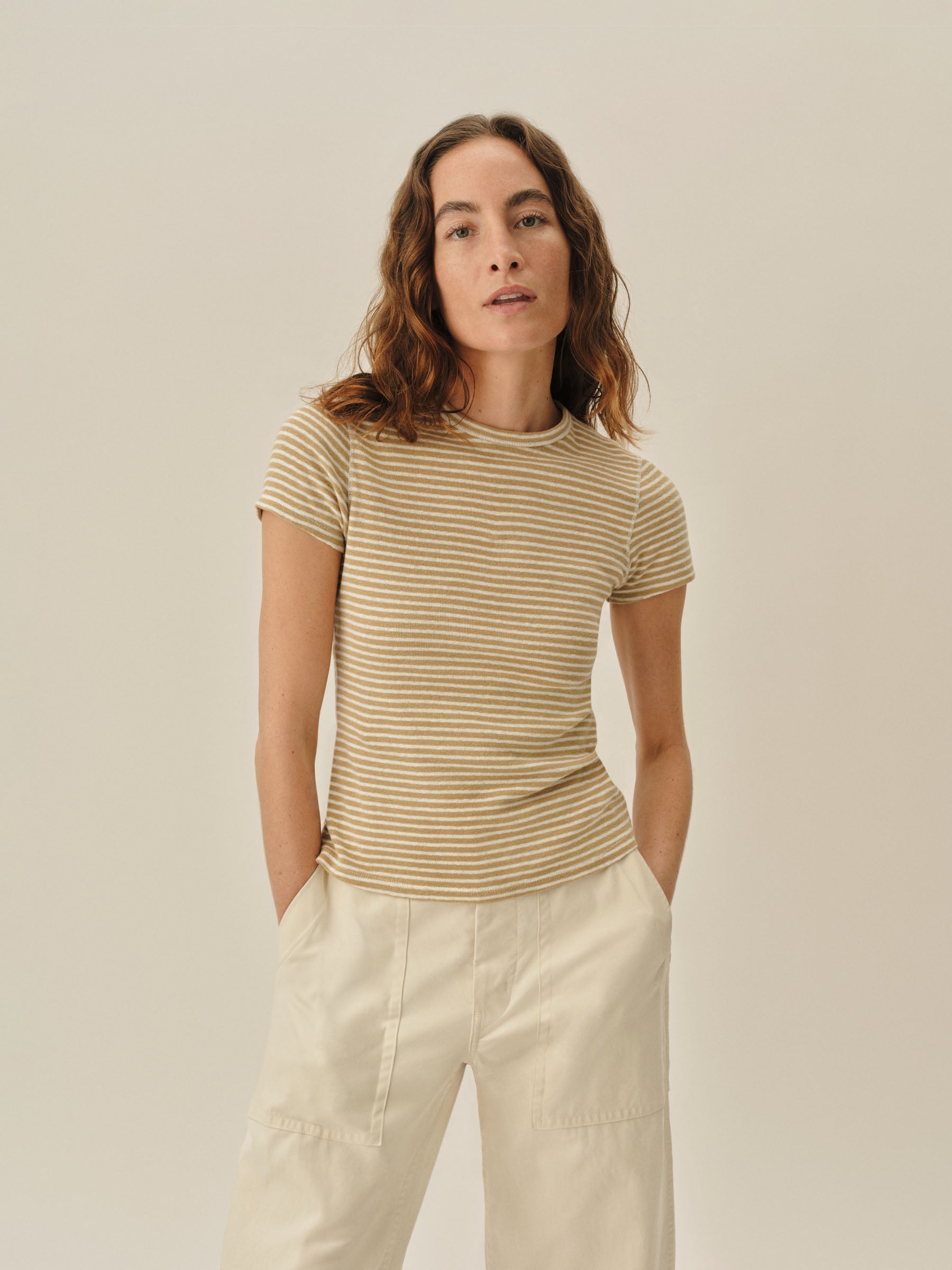 Alternative view of Natural / Tea Stripe Heirloom Rib S/S Tee
