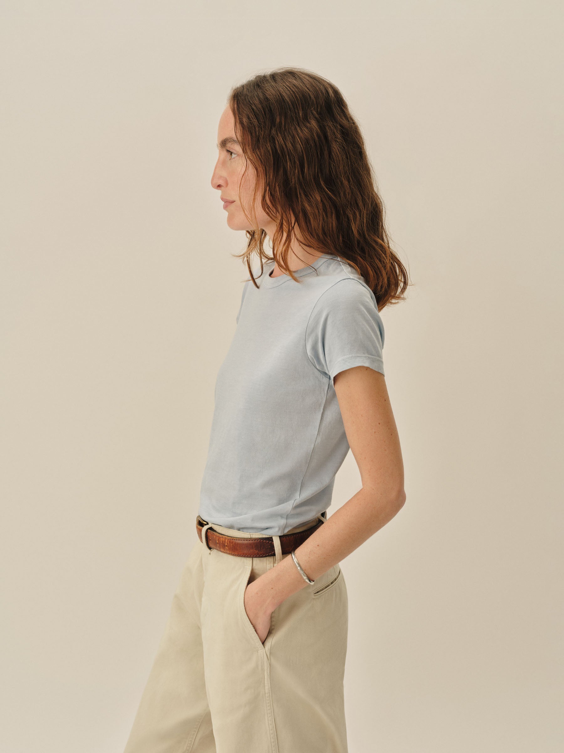 Alternative view of Baby Blue Venice Wash Pima Slim Crew