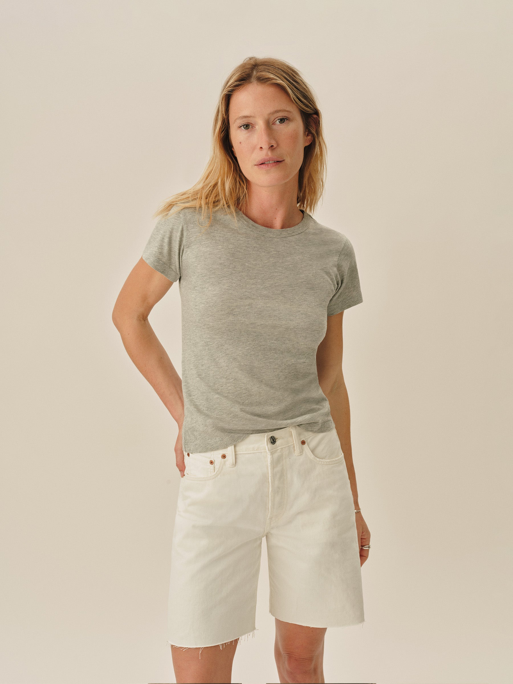 Alternative view of Graphite Pima Slim Crew