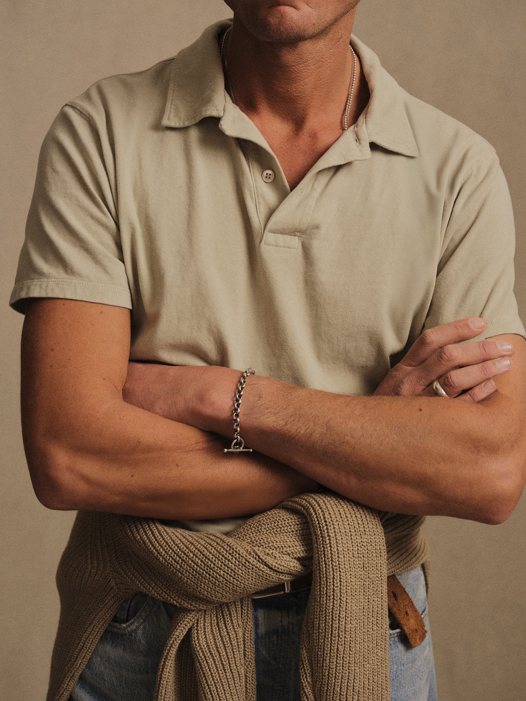 Alternative view of Warm Taupe Sueded Cotton Polo
