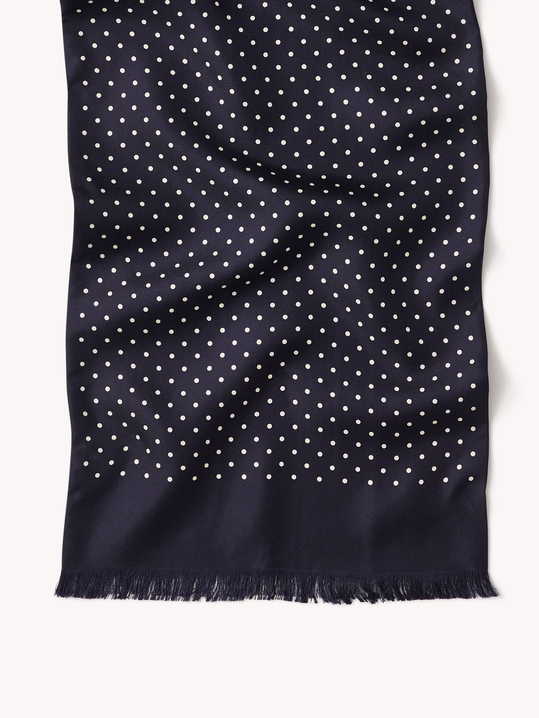 Alternative view of Navy Polka Dot Italian Silk Scarf