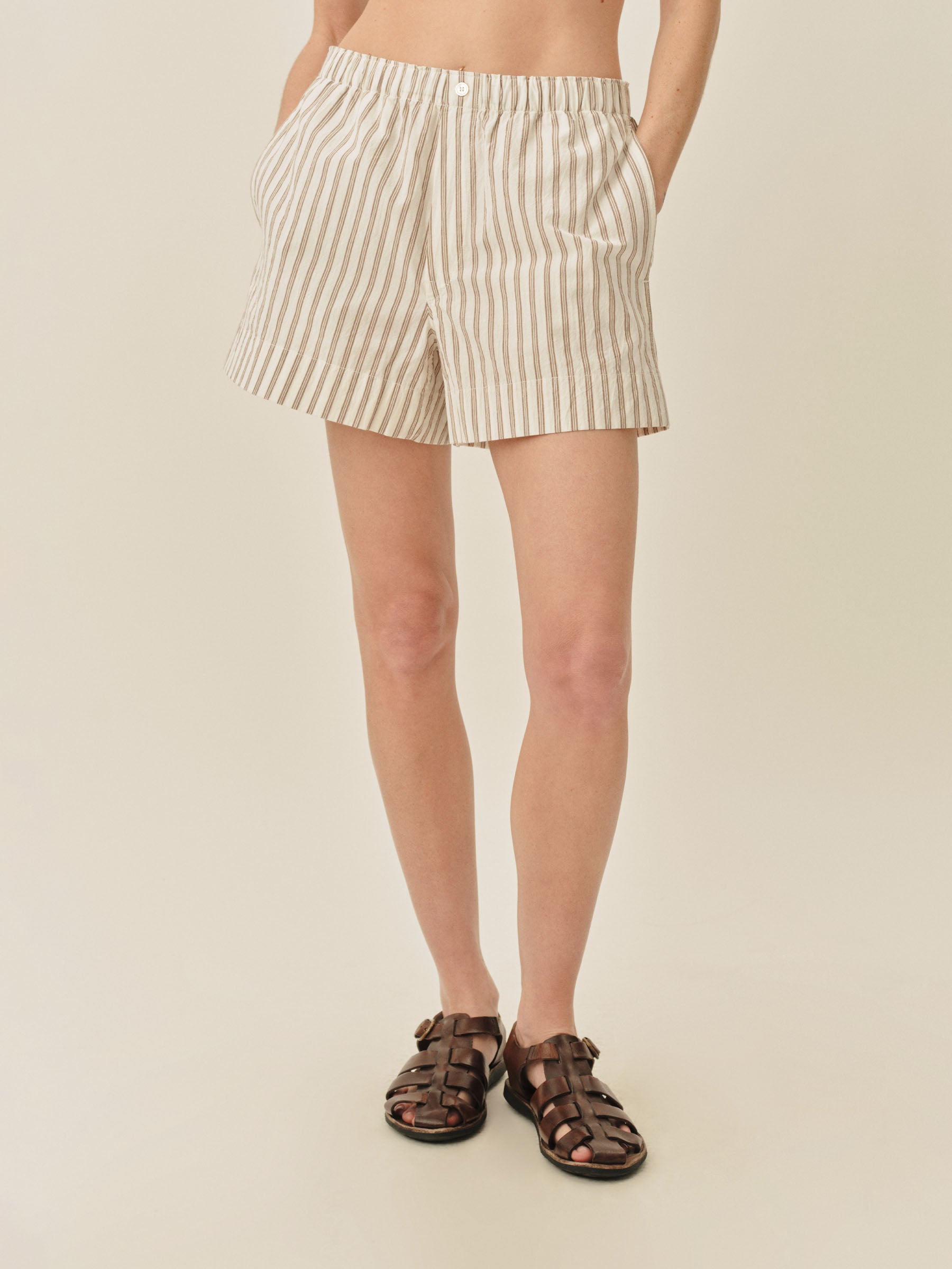 Alternative view of Natural / Brown Reef Stripe Mainstay Cotton Boxer Short