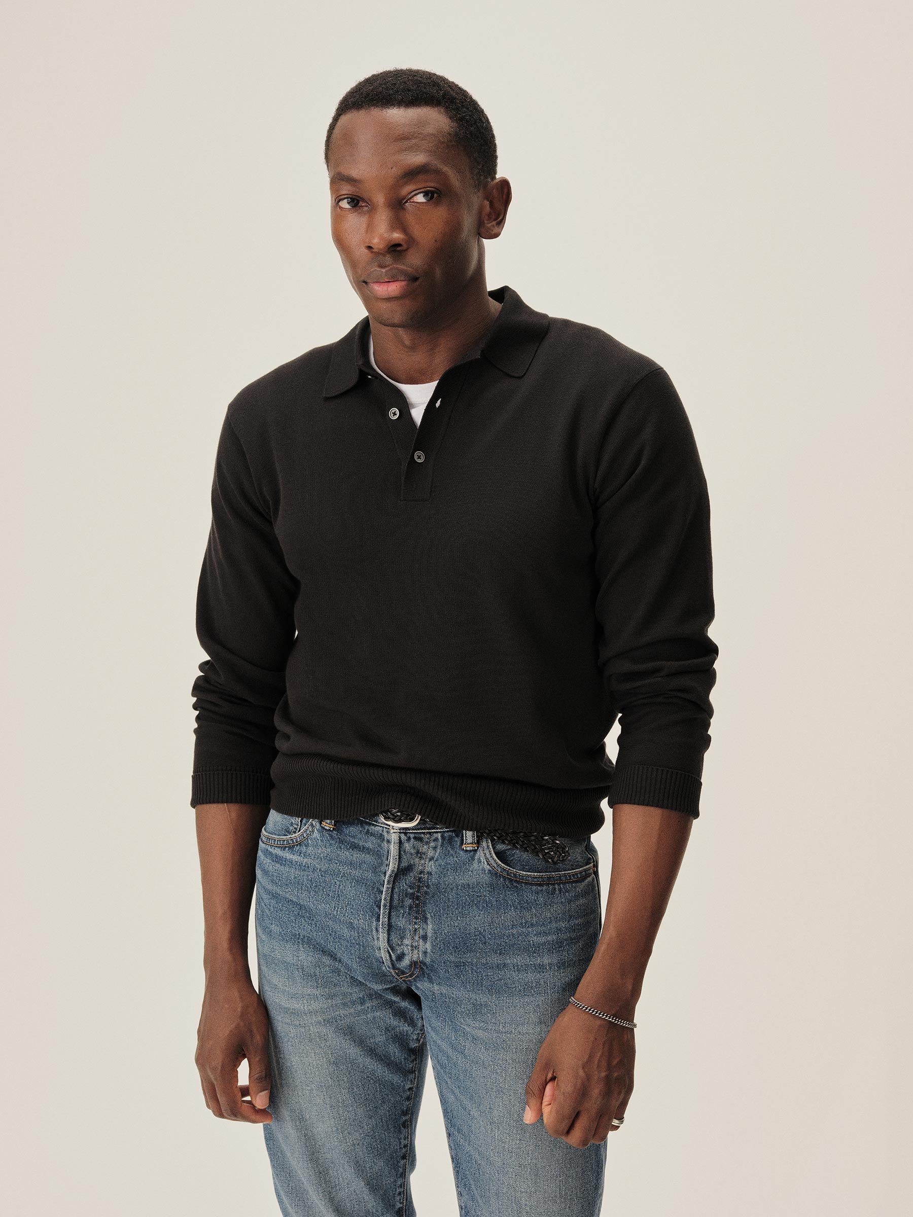 Alternative view of Black Como Cashmere L/S Polo