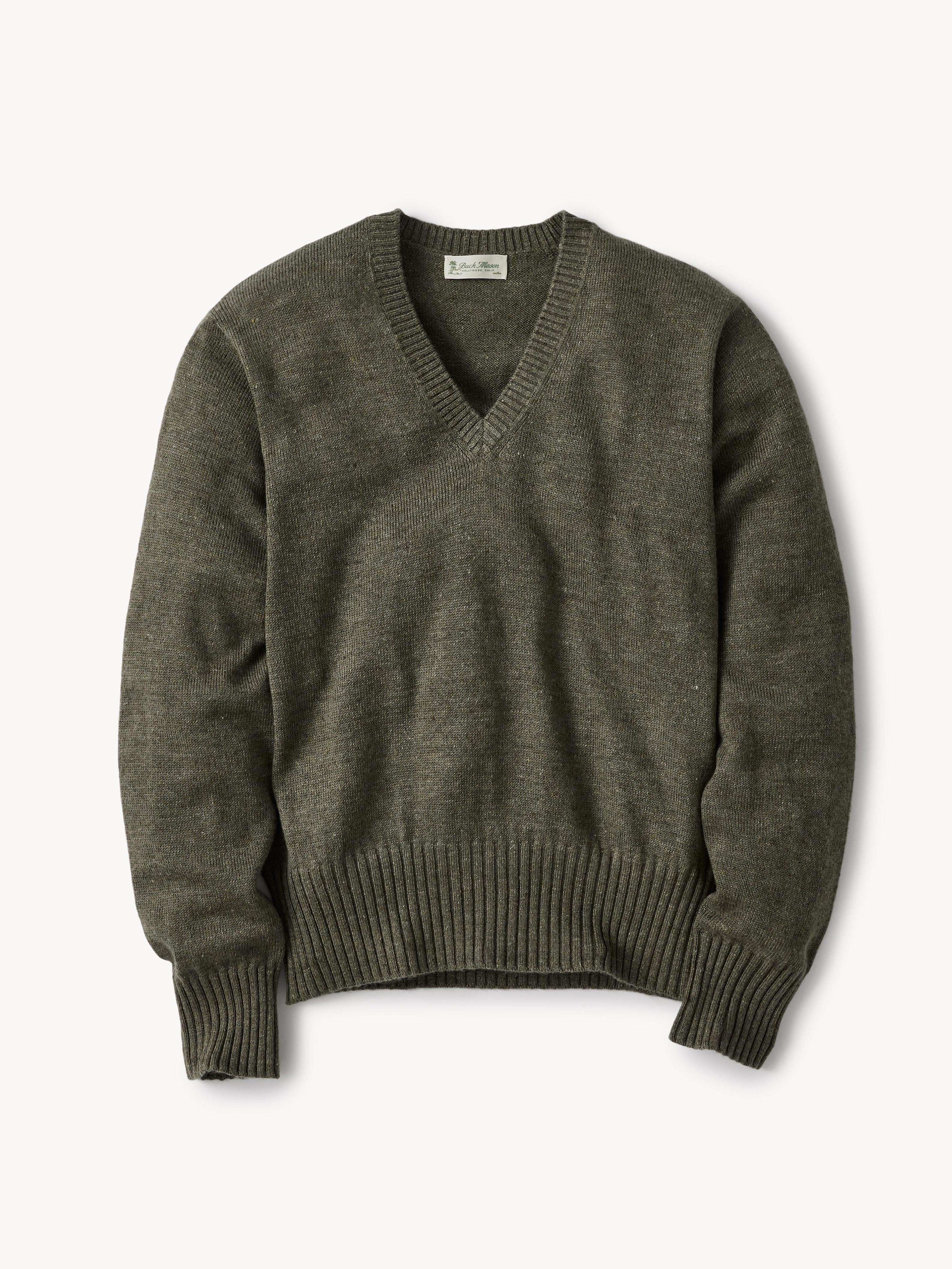 Coastal Pine Biella Linen Wool V Neck