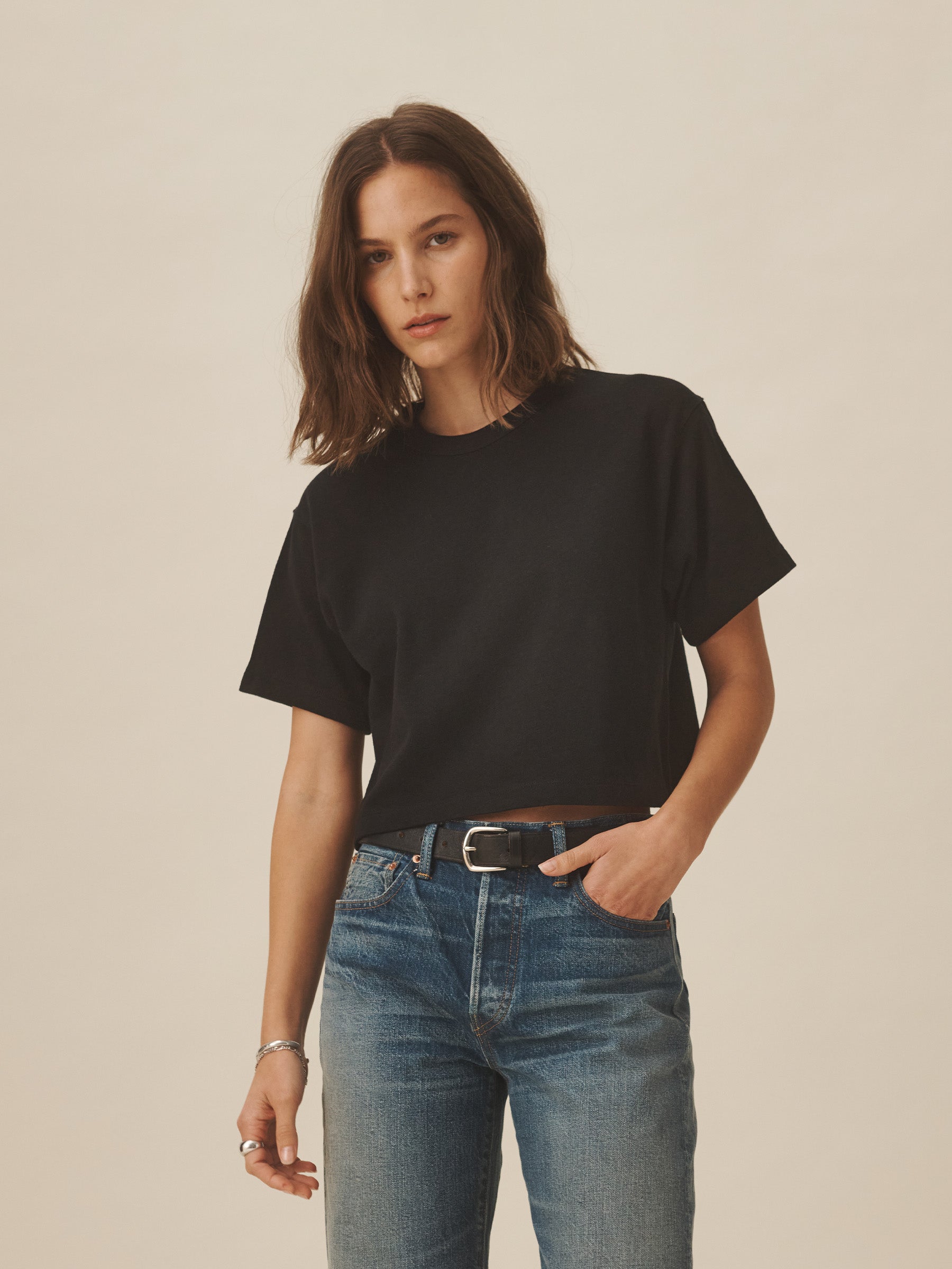 Alternative view of Black Field Spec Boyfriend Crop Tee