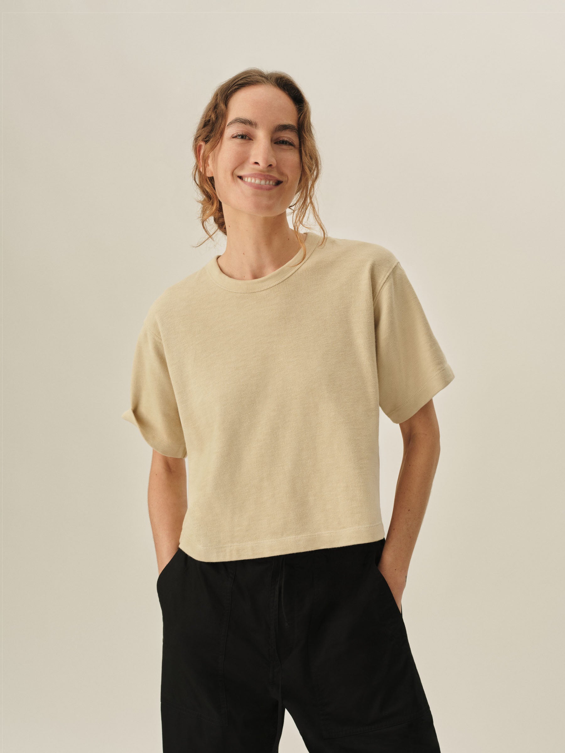 Alternative view of Taupe Field Spec Boyfriend Crop Tee