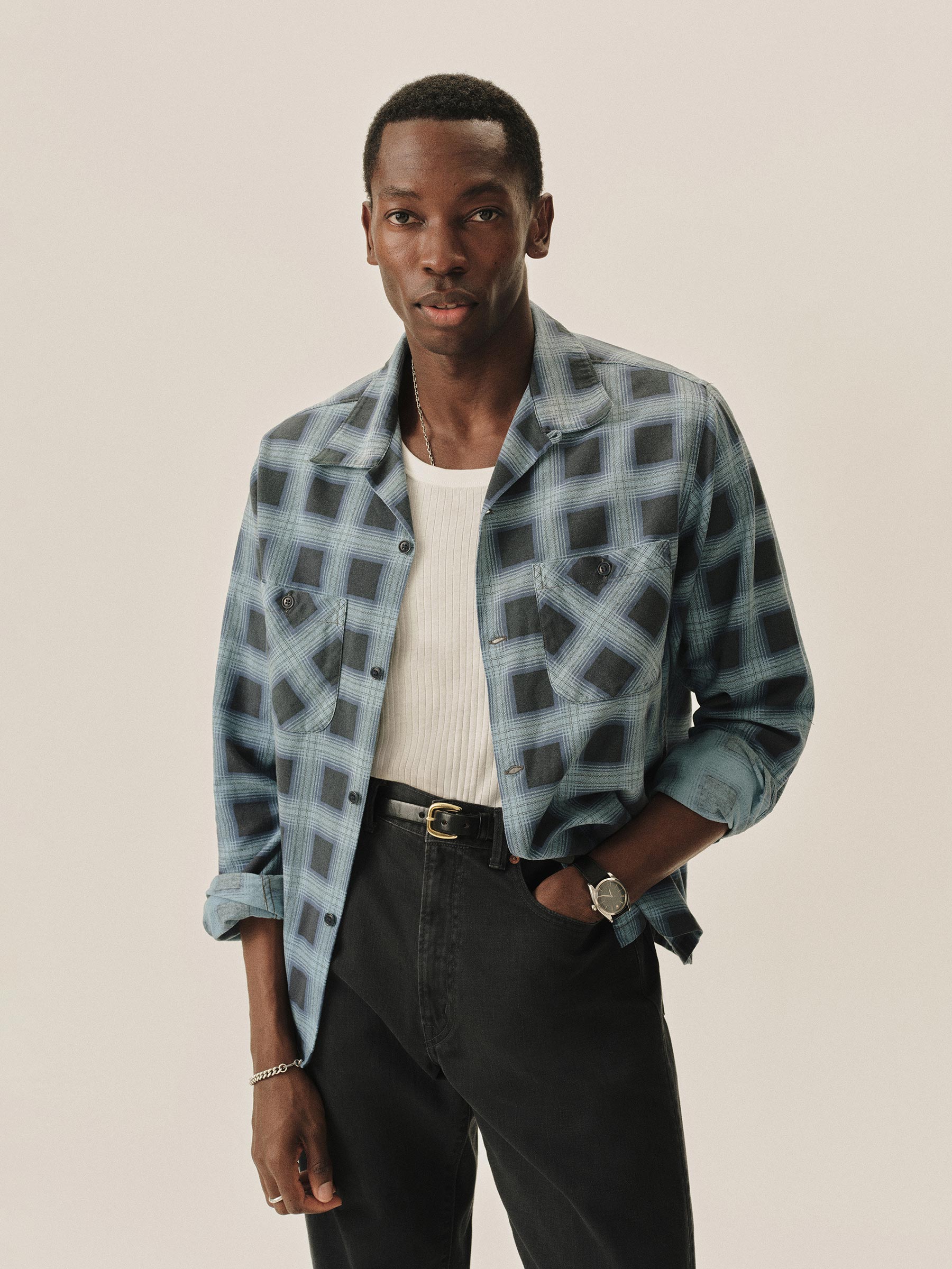 Alternative view of Blue Gradient Plaid Case Study Camp Shirt
