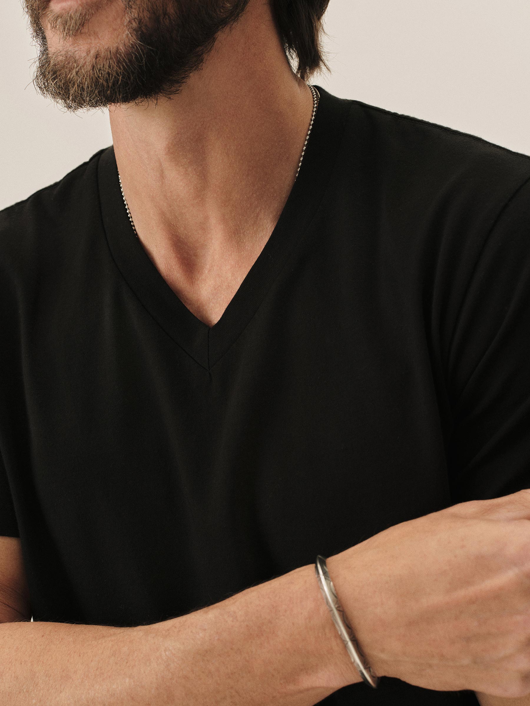 Alternative view of Black Pima Classic V Neck Tee