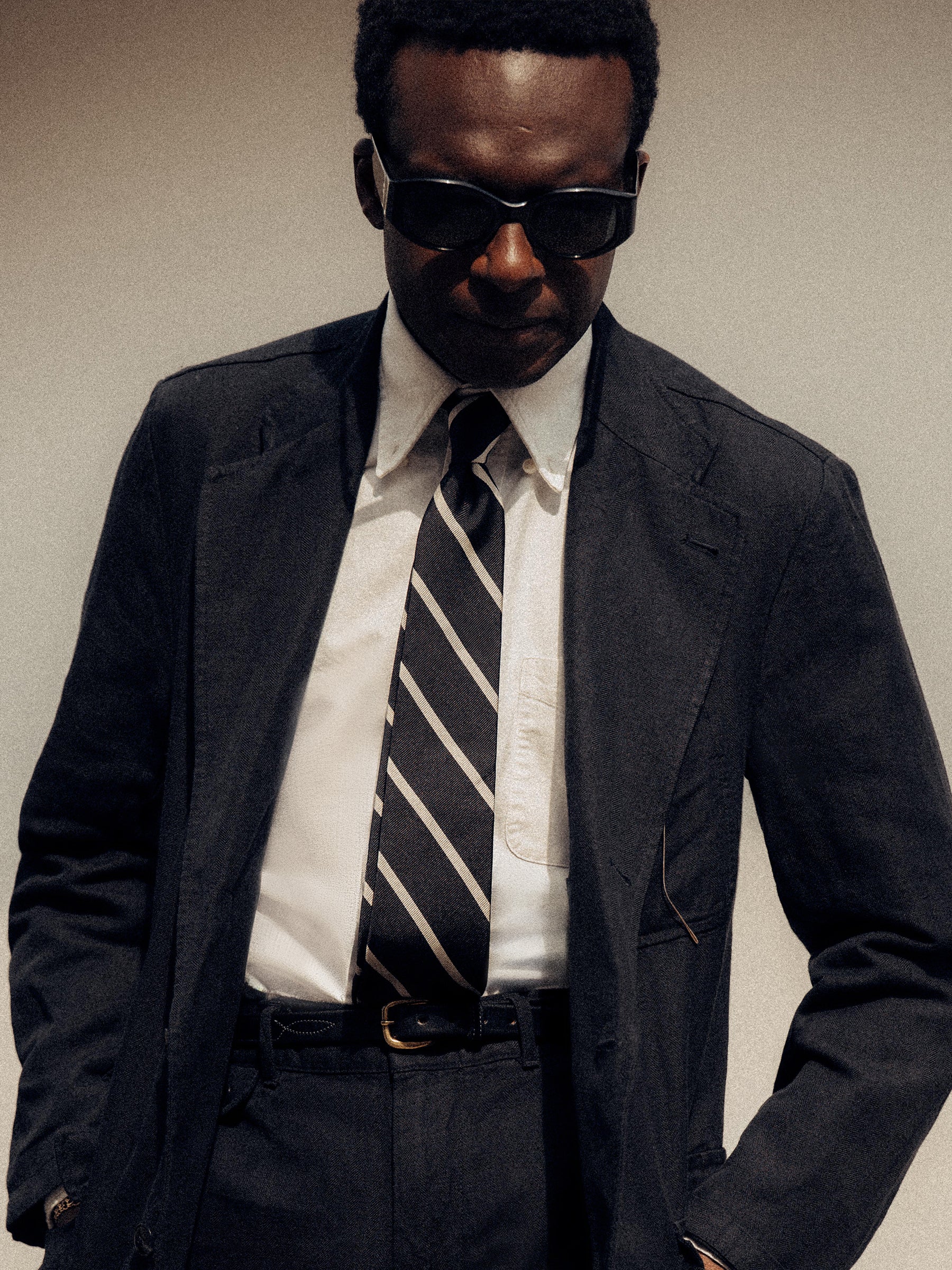 Alternative view of Black Bar Stripe Italian Silk Woven Tie