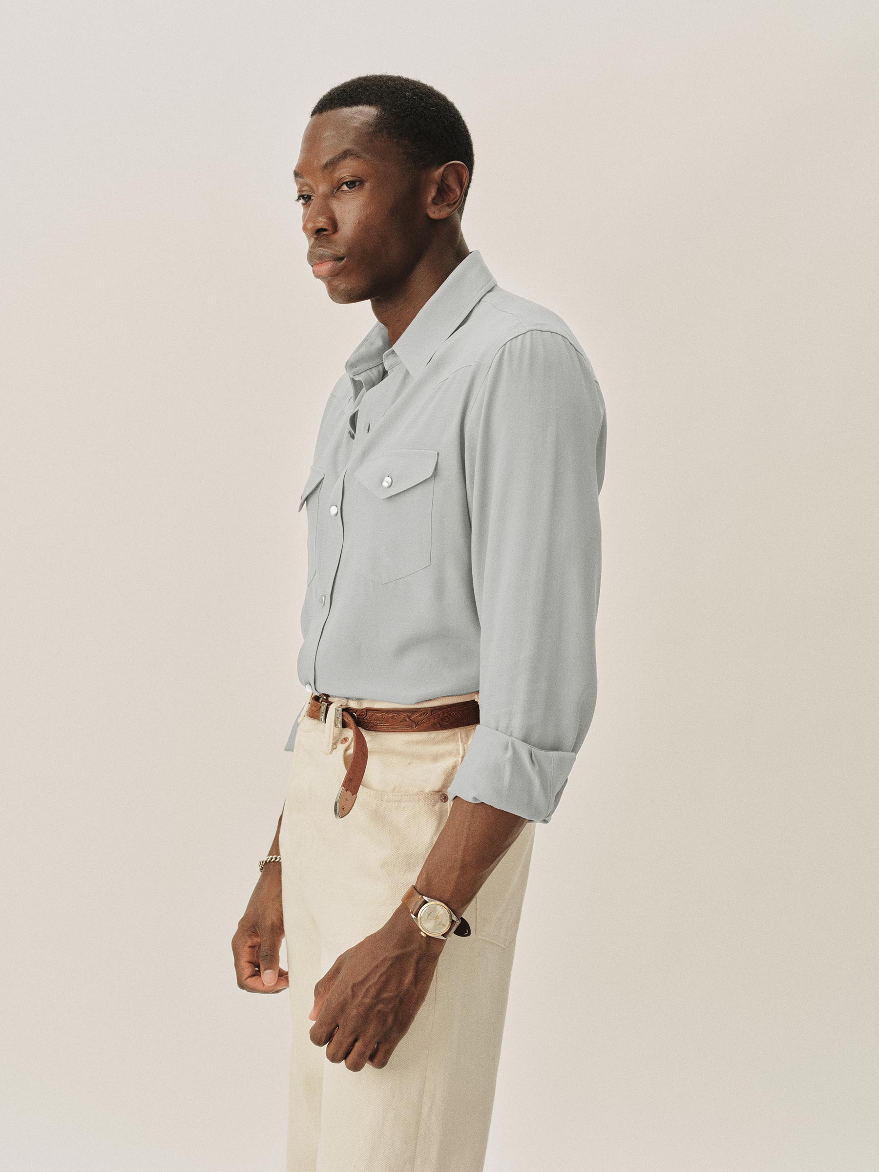 Alternative view of Light Blue Sunset Rayon Western Shirt