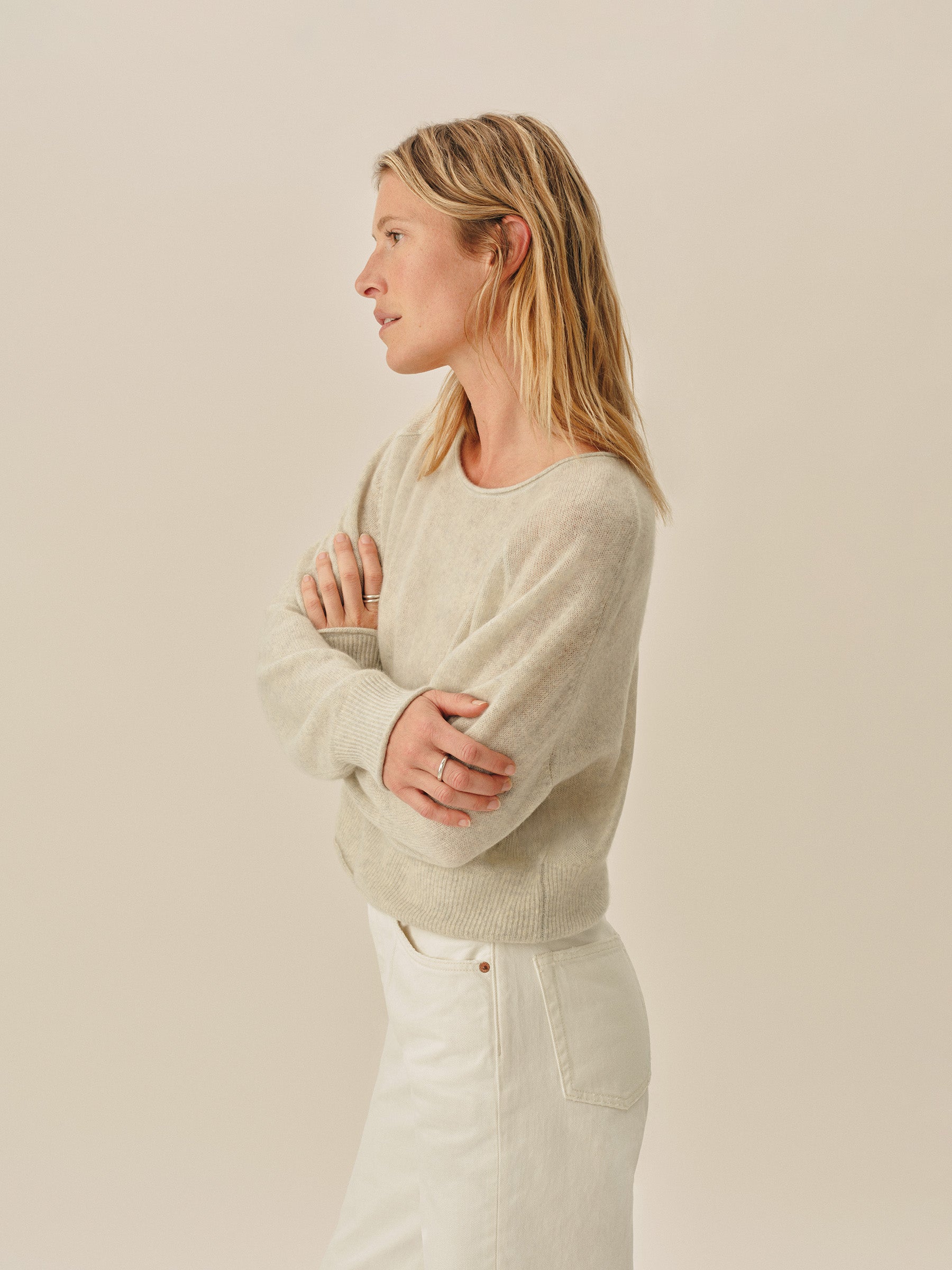 Alternative view of Sea Salt Blue Whisperweight Cashmere Crew