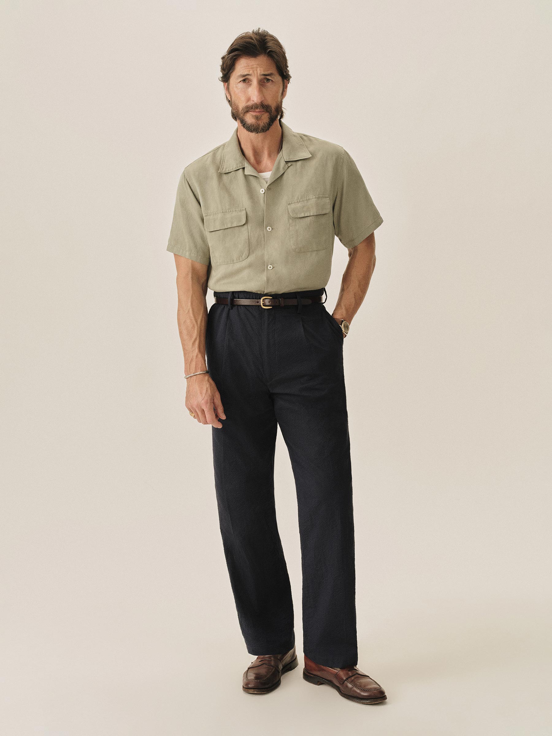 Alternative view of Dress Navy Pinstripe Lightweight Seersucker Romeo Pant