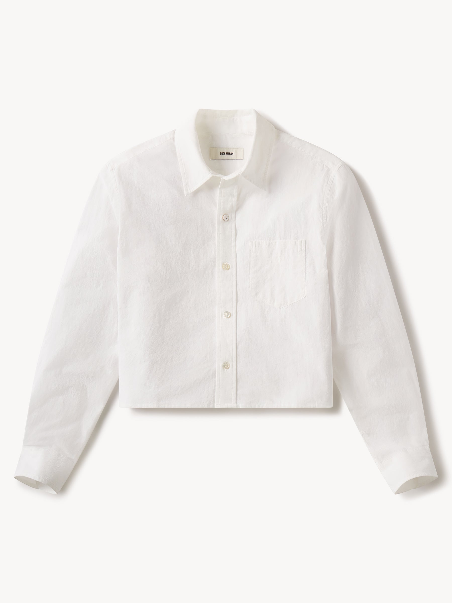 White Mainstay Cotton Cut Off Long Sleeve Button Down