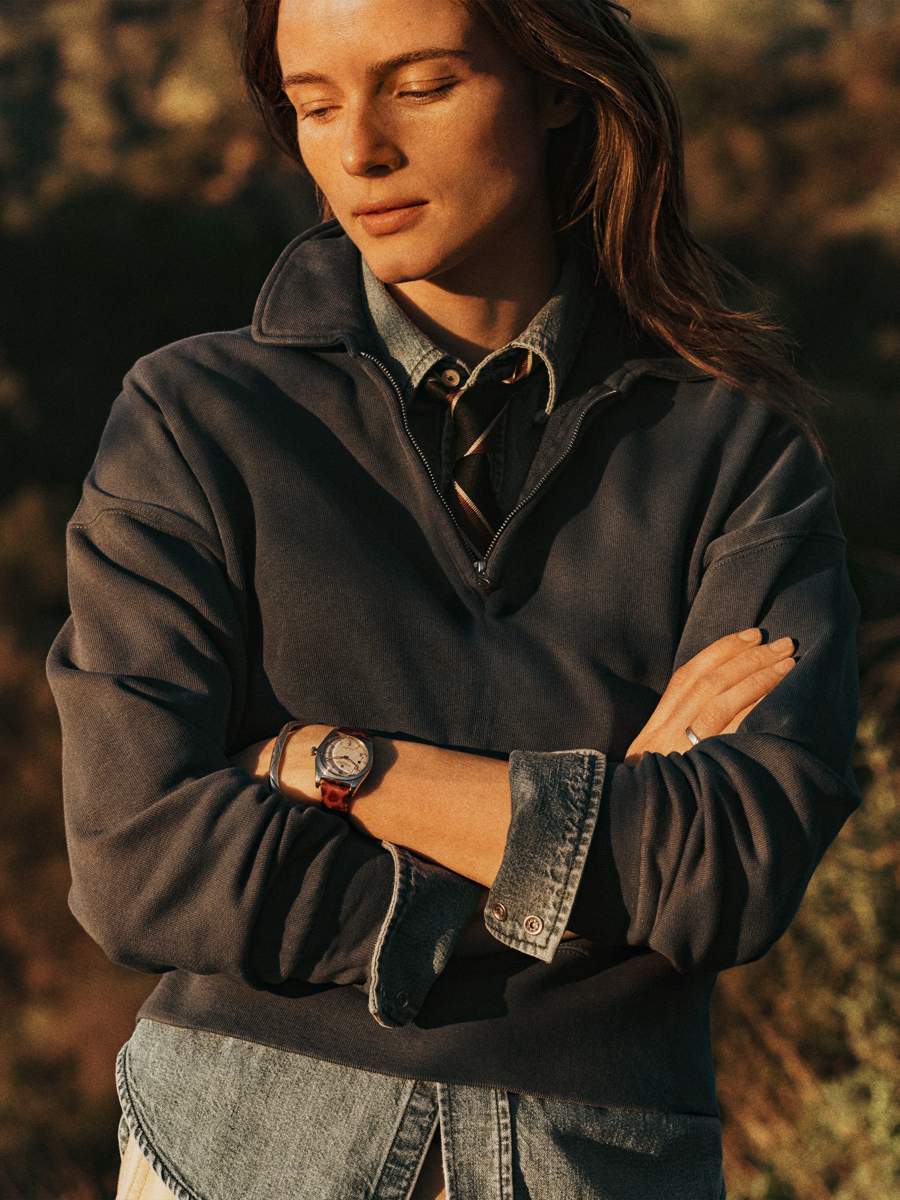 Alternative view of Varsity Blue Venice Wash Vintage Interloop Quarter Zip