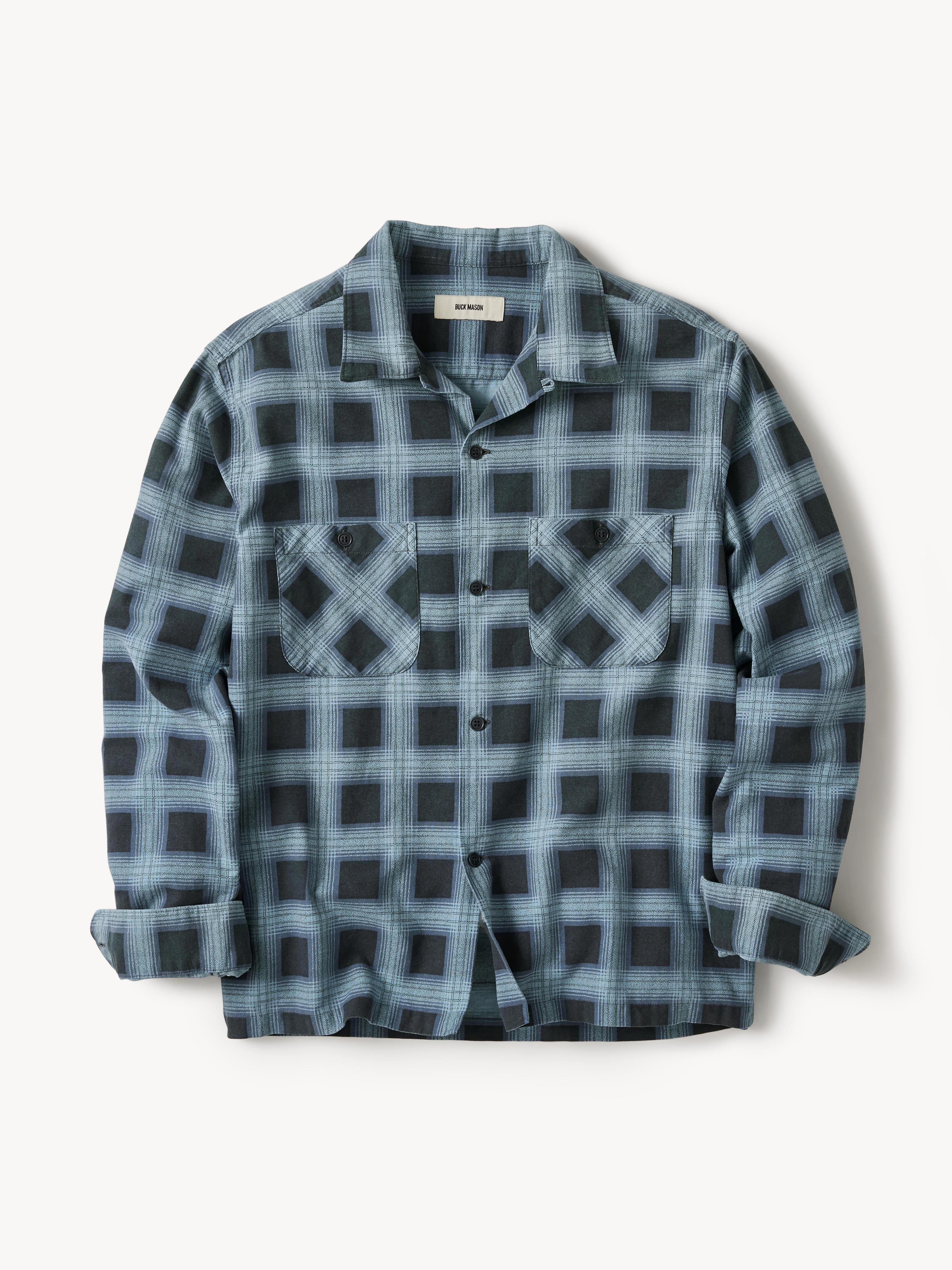 Blue Gradient Plaid Case Study Camp Shirt