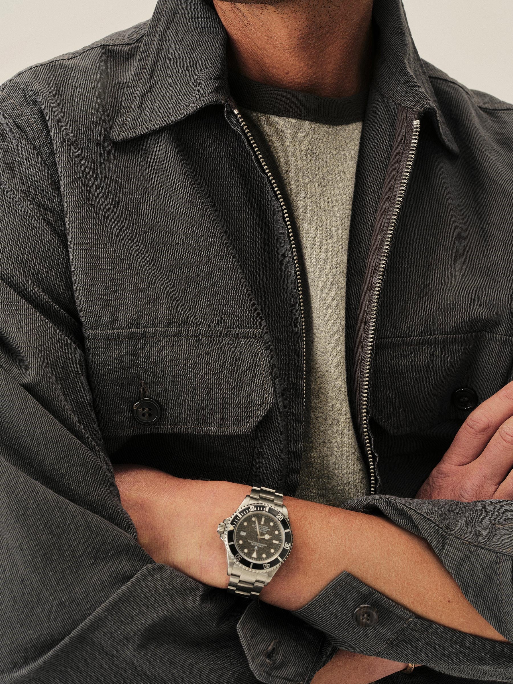 Alternative view of Gunmetal Seersucker Station Jacket