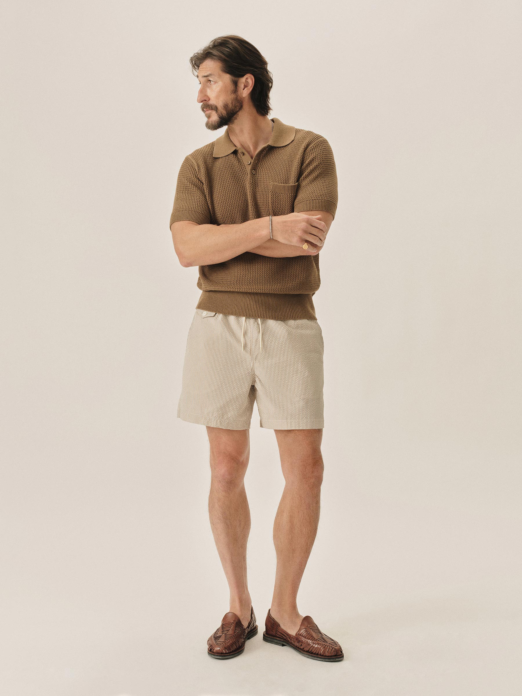 Coffee Stripe 5.5" Laguna Swim Short