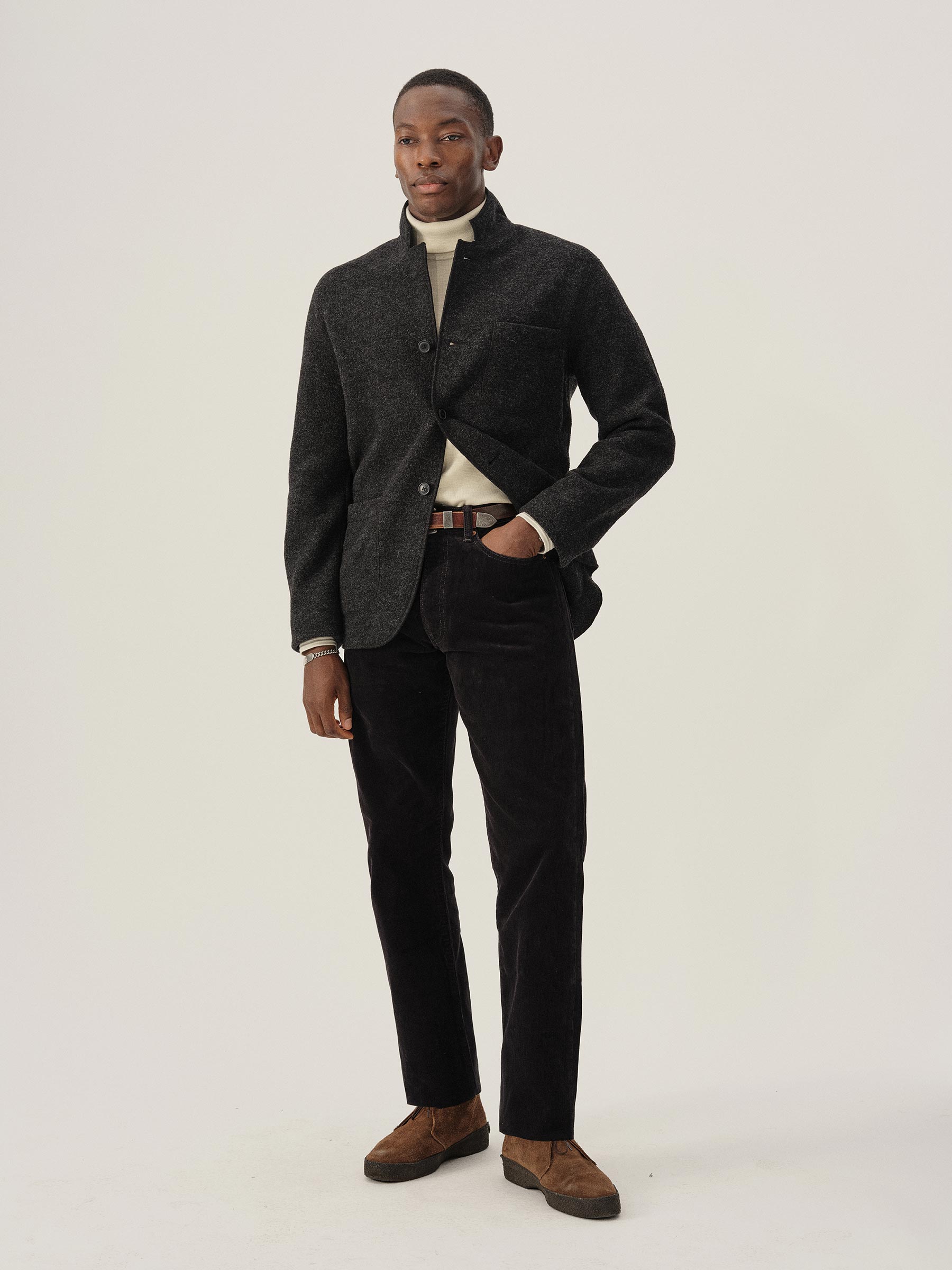 Alternative view of Marled Deep Charcoal Felted Wool Chore Coat